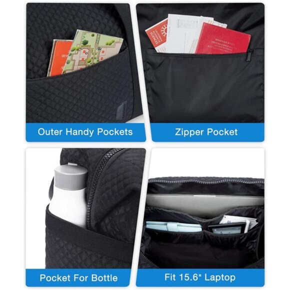 Large Gym Bag with Yoga Mat Buckle, Weekender Overnight Bag for Women, Travel - Picture 5 of 7